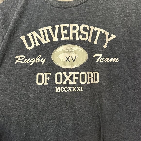 University of Oxford T Shirt Mens Medium Gray Rugby Team Graphic - Picture 2 of 6